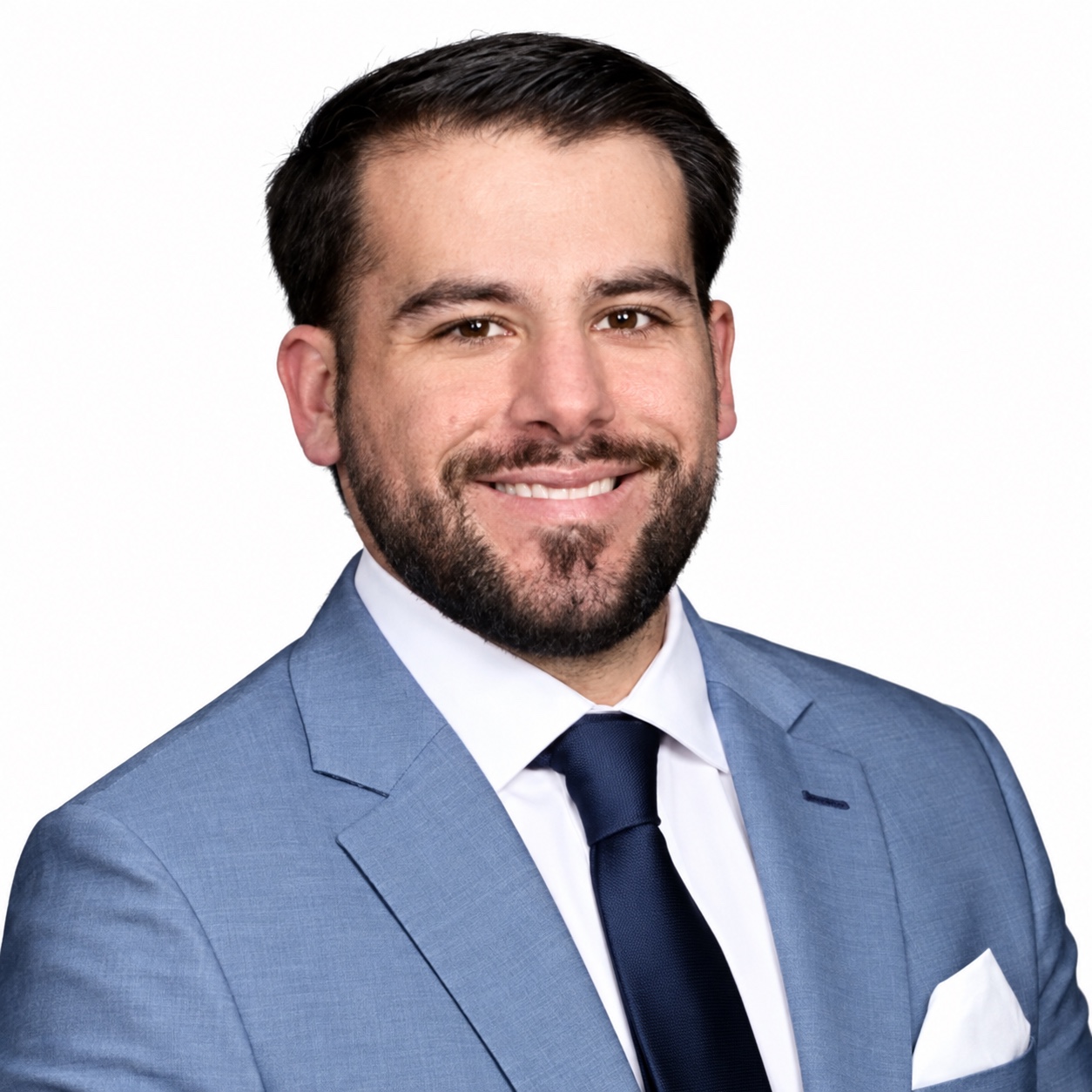 Sean Shahkarami wearing a blue suit